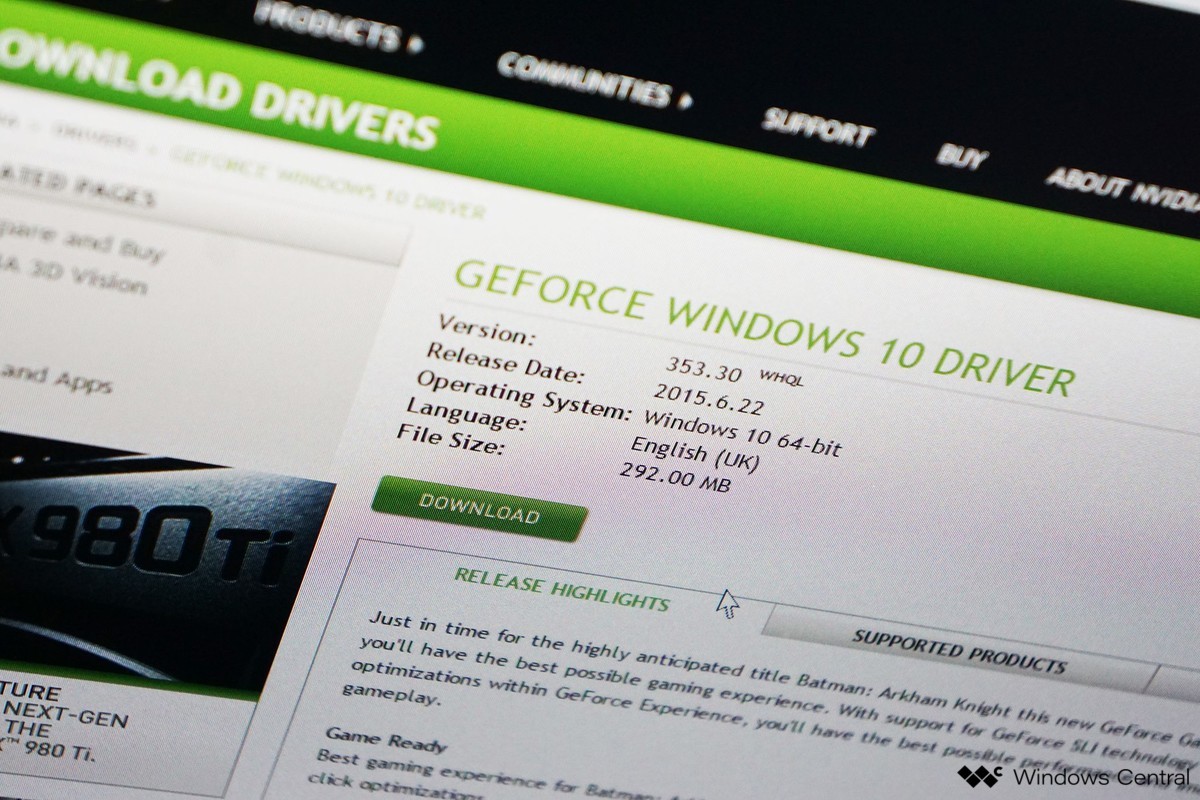 nvidia drivers for windows 10
